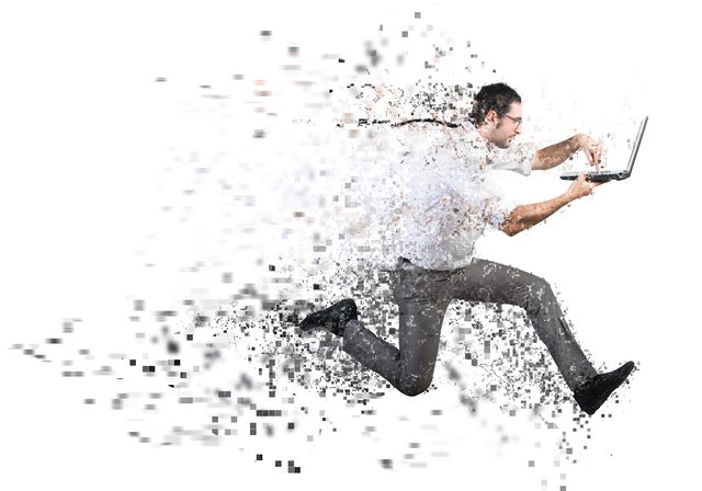 Fast internet connection concept with running businessman Fast internet connection concept with running businessman with laptop